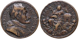MEDAGLIE - PAPALI - Innocenzo XI (1676-1689) - Medaglia A. VI - Busto a d. con camauro, mozzetta e stola /R La Chiesa seduta sopra le nubi con triplic...