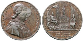 MEDAGLIE - PAPALI - Pio VI (1775-1799) - Medaglia 1782 - Visita ad Augusta - Busto a d. /R Il Pontefice in trono dentro la cattedrale di Augusta PE Ø ...