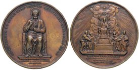 MEDAGLIE - PAPALI - Pio IX (1866-1870) - Medaglia 1871 - Il Pontefice in trono, sotto, i dottori della chiesa /R San Pietro in trono Bart. 10 AE Ø 74 ...