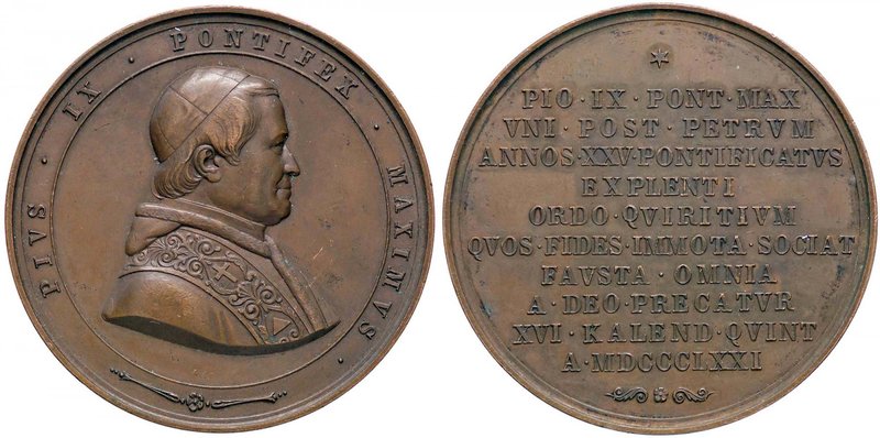 MEDAGLIE - PAPALI - Pio IX (1866-1870) - Medaglia 1871 - Giubileo - Busto a d. /...