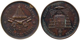 MEDAGLIE - PAPALI - Sede Vacante (1878) - Medaglia 1878 Boccia 107; Mont. 5 RRRR AE Opus: Bianchi Ø 38Camerlengo Gioacchino Pecci
qSPL