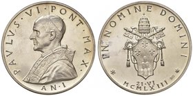 MEDAGLIE - PAPALI - Paolo VI (1963-1978) - Medaglia 1963 A. I - Incoronazione - Busto a s. /R Chiavi, tiara, stemma e data AG Opus: Giampaoli Ø 44
FD...