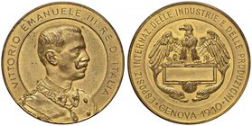 MEDAGLIE - CITTA' - Genova - Medaglia 1910 - Esposizione internazionale industrie e delle produzioni - Busto di Vittorio Em. III a d, /R Aquila e delf...