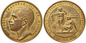 MEDAGLIE - CITTA' - Genova - Medaglia 1913 - Esposizione internazionale industrie - Alimentazione e igiene - Busto di Vittorio Em. III a s, /R Allegor...