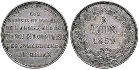 MEDAGLIE - CITTA' - Milano - Medaglia 1859 - I commercianti di Milano R AG Ø 30
BB+