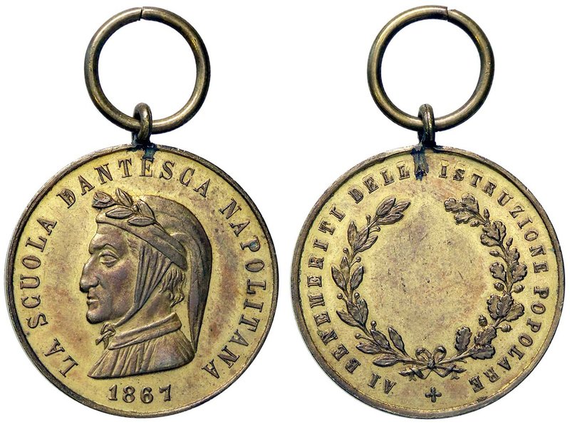 MEDAGLIE - CITTA' - Napoli - Medaglia 1867 - La scuola dantesca MD Ø 30
bello S...
