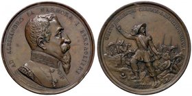MEDAGLIE - PERSONAGGI - Alessandro La Marmora (1799-1855) - Medaglia 1886 - Per il 50° dell'istituzione del corpo dei Bersaglieri - Busto a d. /R Scen...
