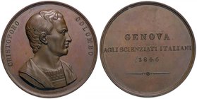 MEDAGLIE - PERSONAGGI - Cristoforo Colombo (1451-1506) - Medaglia 1846 - Congresso degli scienziati a Genova - Busto a d. /R Scritta Martini 1736 AE O...