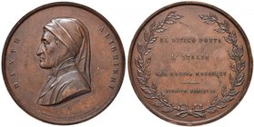 MEDAGLIE - PERSONAGGI - Dante Alighieri (1265-1321) - Medaglia 1845 - Al divino poeta l'Italia - Municipio Fiorentino - Busto a s. /R Dedica su quattr...