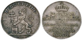 MEDAGLIE ESTERE - AUSTRIA - Francesco II (1792-1806) - Medaglia 1792 - Leone rampante a s. con croce e scudo /R Scritta sormontata da corona AG Ø 25 C...