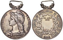 MEDAGLIE ESTERE - FRANCIA - Terza Repubblica (1870-1940) - Medaglia 1895 - Concorso Nazionale ed Internazionale di Ginnastica di Vienne - Busto femmin...