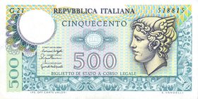 CARTAMONETA - BIGLIETTI DI STATO - Repubblica Italiana (monetazione in lire) (1946-2001) - 500 Lire - Mercurio 20/12/1976 Alfa 556; Lireuro 26B Ventri...