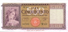 CARTAMONETA - BANCA d'ITALIA - Repubblica Italiana (monetazione in lire) (1946-2001) - 500 Lire - Italia 23/03/1961 Alfa 546sp; Lireuro 39Ca RRR Sosti...