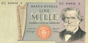 CARTAMONETA - BANCA d'ITALIA - Repubblica Italiana (monetazione in lire) (1946-2001) - 1.000 Lire - Verdi 2° tipo 10/01/1977 Alfa 722; Lireuro 56E Baf...