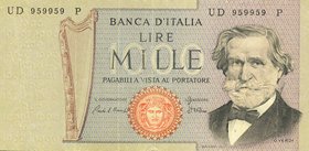 CARTAMONETA - BANCA d'ITALIA - Repubblica Italiana (monetazione in lire) (1946-2001) - 1.000 Lire - Verdi 2° tipo 30/05/1981 Alfa 726; Lireuro 56I Cia...