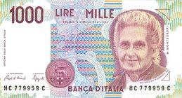CARTAMONETA - BANCA d'ITALIA - Repubblica Italiana (monetazione in lire) (1946-2001) - 1.000 Lire - Montessori 10/03/1993 Alfa 736; Lireuro 58C Ciampi...