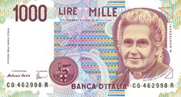 CARTAMONETA - BANCA d'ITALIA - Repubblica Italiana (monetazione in lire) (1946-2001) - 1.000 Lire - Montessori 21/07/1998 Alfa 739A; Lireuro 58G Fazio...