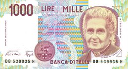 CARTAMONETA - BANCA d'ITALIA - Repubblica Italiana (monetazione in lire) (1946-2001) - 1.000 Lire - Montessori 25/07/1991 Alfa 735; Lireuro 58B Ciampi...
