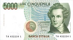 CARTAMONETA - BANCA d'ITALIA - Repubblica Italiana (monetazione in lire) (1946-2001) - 5.000 Lire - Bellini 31/01/1985 Alfa 810; Lireuro 69A R Ciampi/...