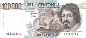 CARTAMONETA - BANCA d'ITALIA - Repubblica Italiana (monetazione in lire) (1946-2001) - 100.000 Lire - Caravaggio 1° tipo 21/01/1991 Alfa 927sp; Lireur...
