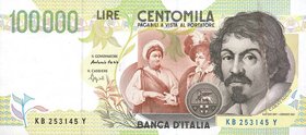 CARTAMONETA - BANCA d'ITALIA - Repubblica Italiana (monetazione in lire) (1946-2001) - 100.000 Lire - Caravaggio 2° tipo 27/02/1995 Alfa 932; Lireuro ...