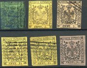 AREA ITALIANA - MODENA - Antichi Stati - Posta Ordinaria 1852 Aquila estense Lotto di 6 francobolli
US