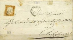 AREA ITALIANA - SARDEGNA - Antichi Stati - Posta Ordinaria 1862 - 10 Cent. su lettera in partenza da Trapani (13 - 11) per Calatafimi
BU