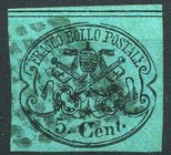 AREA ITALIANA - STATO PONTIFICIO - Antichi Stati - Posta Ordinaria 1867 Cent. 3 Stemma Pontificio - non dent. - grigio - /R (15) Cat. 625 €
SG