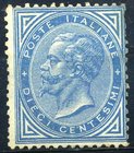 AREA ITALIANA - ITALIA REGNO - Posta Ordinaria 1877 Effigie di Vitt. Em. II - 10 Cent. Azzurro (27) Cat. 1.200 €
SG