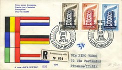 FILATELIA - EUROPA - C.E.P.T. - Posta Ordinaria 1956 Annata completa - 13 Valori Lotto di 6 Buste
FDC