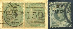 FILATELIA - EUROPA - GRAN BRETAGNA - Posta Ordinaria 1855 Regina Vittoria - Schilling (20) 2 esemplari su bel frammento con annullo "GLASGOW" assieme ...