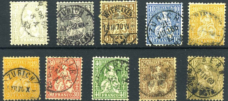 FILATELIA - EUROPA - SVIZZERA - Posta Ordinaria 1862 Helvetia seduta (33/41) Cat...