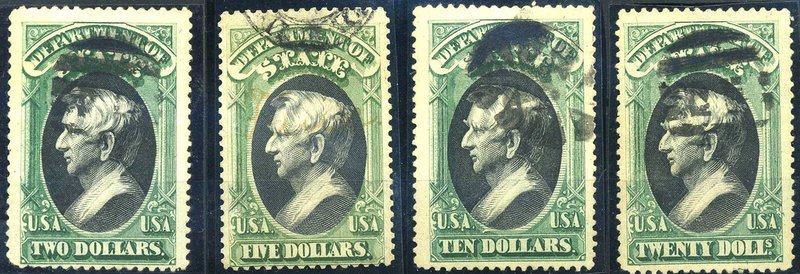 OLTREMARE - U.S.A. - Francobolli Servizio 1873 Ministero degli esteri. 2, 5, 10 ...
