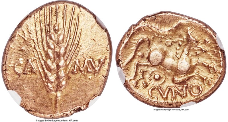 BRITAIN. Trinovantes and Catuvellauni. Cunobelin (ca. AD 8-41). AV stater (19mm,...