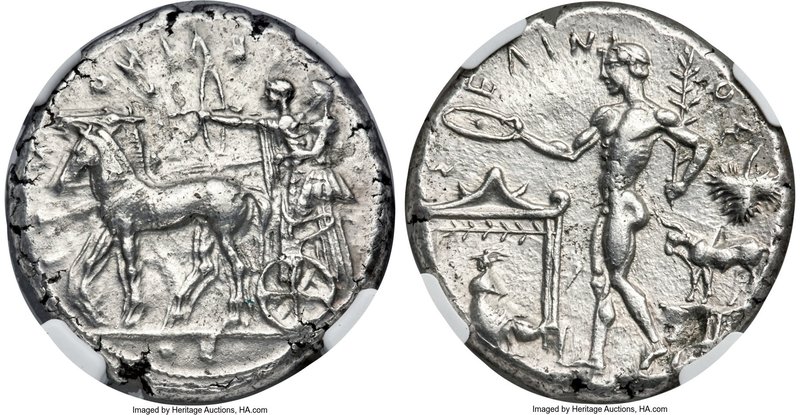 SICILY. Selinus. Ca. 440-409 BC. AR tetradrachm (29mm, 17.08 gm, 6h). NGC AU 4/5...