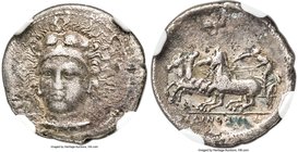 SICILY. Selinus. Ca. 410 BC. AR hemidrachm (16mm, 1.79 gm, 4h). NGC VF 5/5 - 2/5, Fine Style. Head of Heracles facing slightly left, wearing lion's sk...