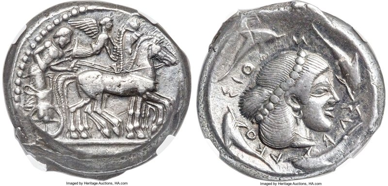 SICILY. Syracuse. Deinomenid Tyranny (ca. 475-470 BC). AR tetradrachm (24mm, 17....
