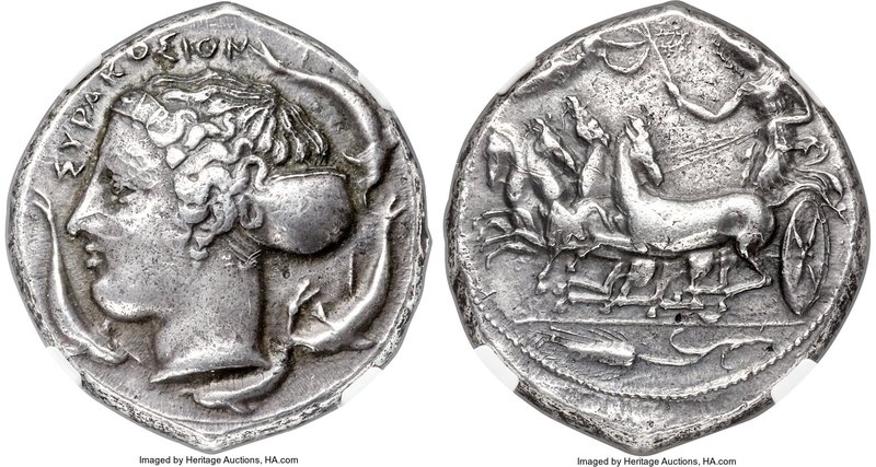 SICILY. Syracuse. Ca. 415-405 BC. AR tetradrachm (26mm, 17.16 gm, 12h), NGC XF 4...