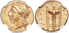 SICILY. Syracuse. Agathocles (317-289 BC). EL 50 or 25-litrai (16mm, 3.70 gm, 6h). NGC Choice VF 4/5 - 3/5, light graffito. Pre-royal coinage, ca. 310...