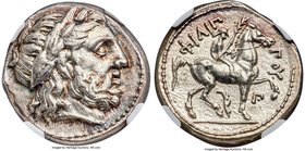 MACEDONIAN KINGDOM. Philip II (359-336 BC). AR tetradrachm (24mm, 14.23gm, 9h). NGC Choice AU 5/5 - 4/5. Posthumous issue of Amphipolis, ca. 323-315 B...