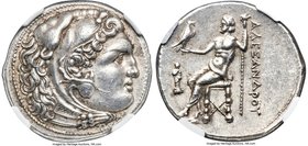 MACEDONIAN KINGDOM. Alexander III the Great (336-323 BC). AR tetradrachm (28mm, 17.08 gm, 12h). NGC Choice AU S 5/5 - 5/5, Fine Style. Posthumous issu...