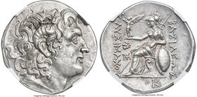 THRACIAN KINGDOM. Lysimachus (305-281 BC). AR tetradrachm (30mm, 16.91 gm, 12h). NGC Choice AU S 5/5 - 4/5, Fine Style. Lysimacheia, ca. 305-281 BC. D...