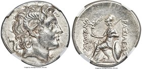 THRACIAN KINGDOM. Lysimachus (305-281 BC). AR tetradrachm (30mm, 17.13 gm, 12h). NGC Choice AU 5/5 - 4/5, Fine Style. Lampsacus, 297/6-281 BC. Diademe...