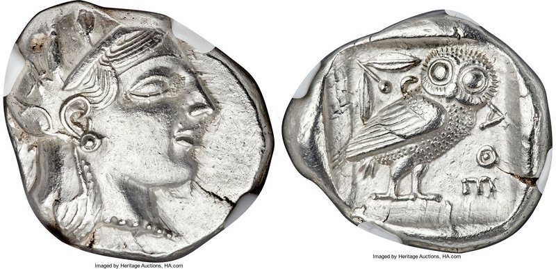 ATTICA. Athens. Ca. 465-455 BC. AR tetradrachm (24mm, 17.23 gm, 4h). NGC Choice ...