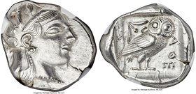 ATTICA. Athens. Ca. 465-455 BC. AR tetradrachm (24mm, 17.23 gm, 4h). NGC Choice AU 3/5 - 3/5. Head of Athena right, wearing crested Attic helmet ornam...