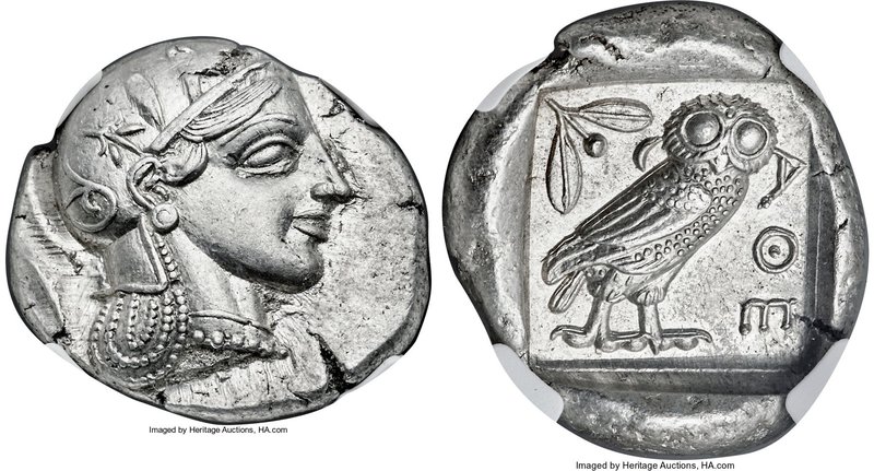 ATTICA. Athens. Ca. 455-440 BC. AR tetradrachm (27mm, 17.19 gm, 3h). NGC MS S 4/...