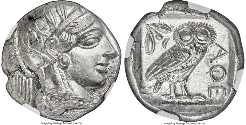 ATTICA. Athens. Ca. 440-404 BC. AR tetradrachm (25mm, 17.22 gm, 4h). NGC Choice ...
