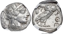 ATTICA. Athens. Ca. 440-404 BC. AR tetradrachm (25mm, 17.18 gm, 3h). NGC MS 5/5 - 5/5. Mid-mass coinage issue. Head of Athena right, wearing crested A...