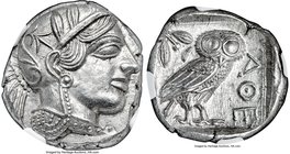 ATTICA. Athens. Ca. 440-404 BC. AR tetradrachm (24mm, 17.19 gm, 8h). NGC MS 5/5 - 5/5. Mid-mass coinage issue. Head of Athena right, wearing crested A...