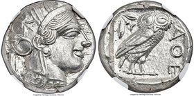 ATTICA. Athens. Ca. 440-404 BC. AR tetradrachm (23mm, 17.20 gm, 6h). NGC MS 5/5 - 5/5. Mid-mass coinage issue. Head of Athena right, wearing crested A...
